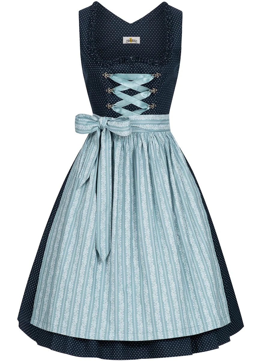 Almsach Midi Dirndl Elke In Dunkelblau 3 Almsach Midi Dirndl Elke In Dunkelblau – Bild 2