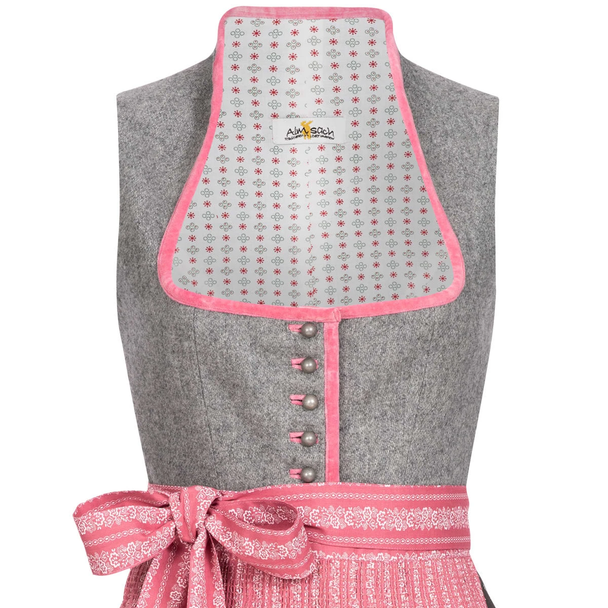 Almsach Midi Dirndl Julia In Grau 4 Almsach Midi Dirndl Julia In Grau – Bild 2