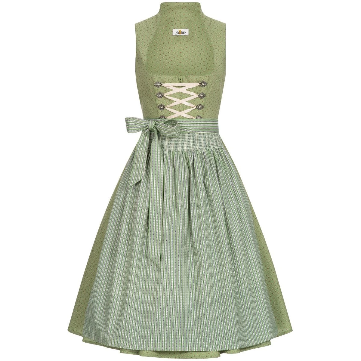 Almsach Midi Dirndl Mona In Grün / Grün / Blau 3 Almsach Midi Dirndl Mona In Grün / Grün / Blau