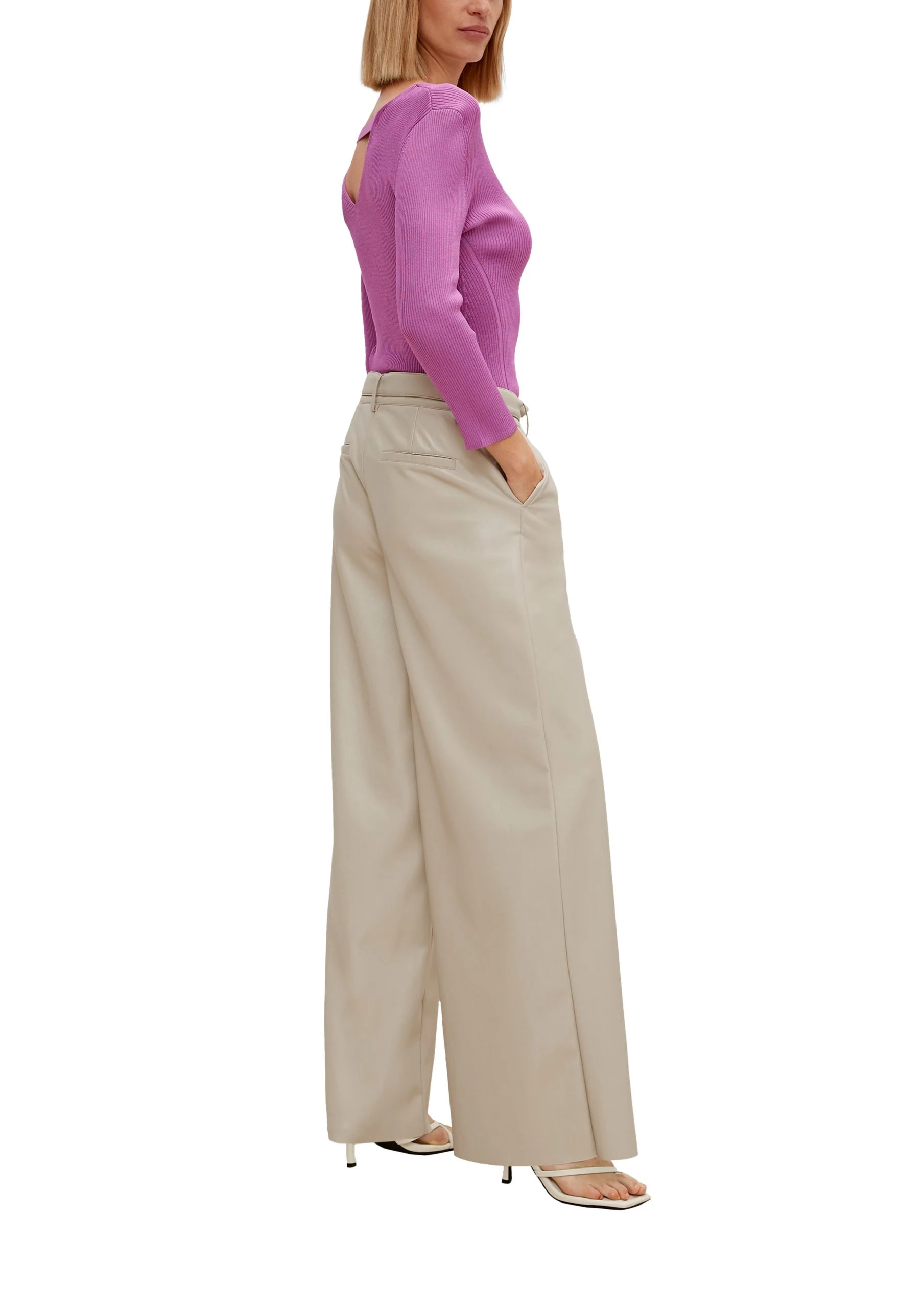 Comma Kunstleder-Hose Beige 5 Comma Kunstleder-Hose Beige – Bild 3