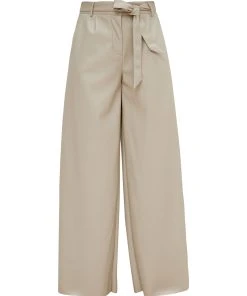 Comma Kunstleder-Hose Beige