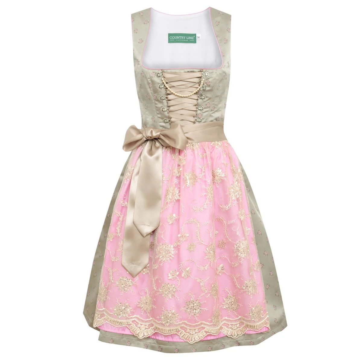Country Line Midi Dirndl In Beige 3 Country Line Midi Dirndl In Beige
