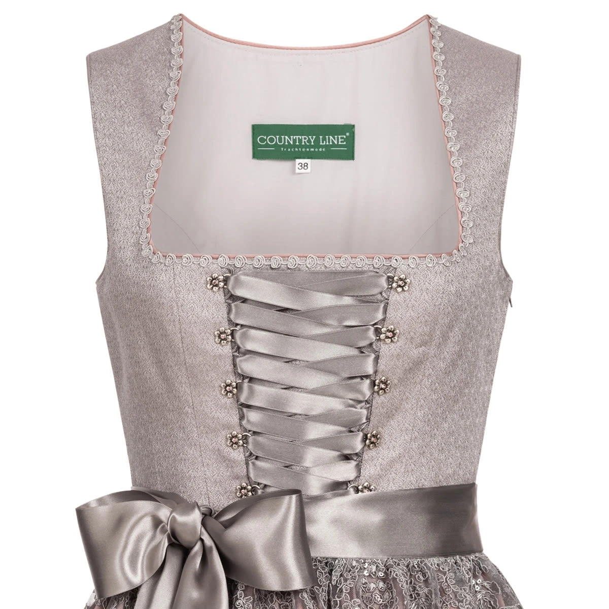Country Line Midi Dirndl In Grau 4 Country Line Midi Dirndl In Grau – Bild 2