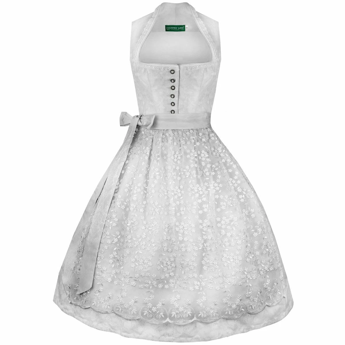 Country Line Midi Dirndl In Hellgrau 4 Country Line Midi Dirndl In Hellgrau – Bild 2