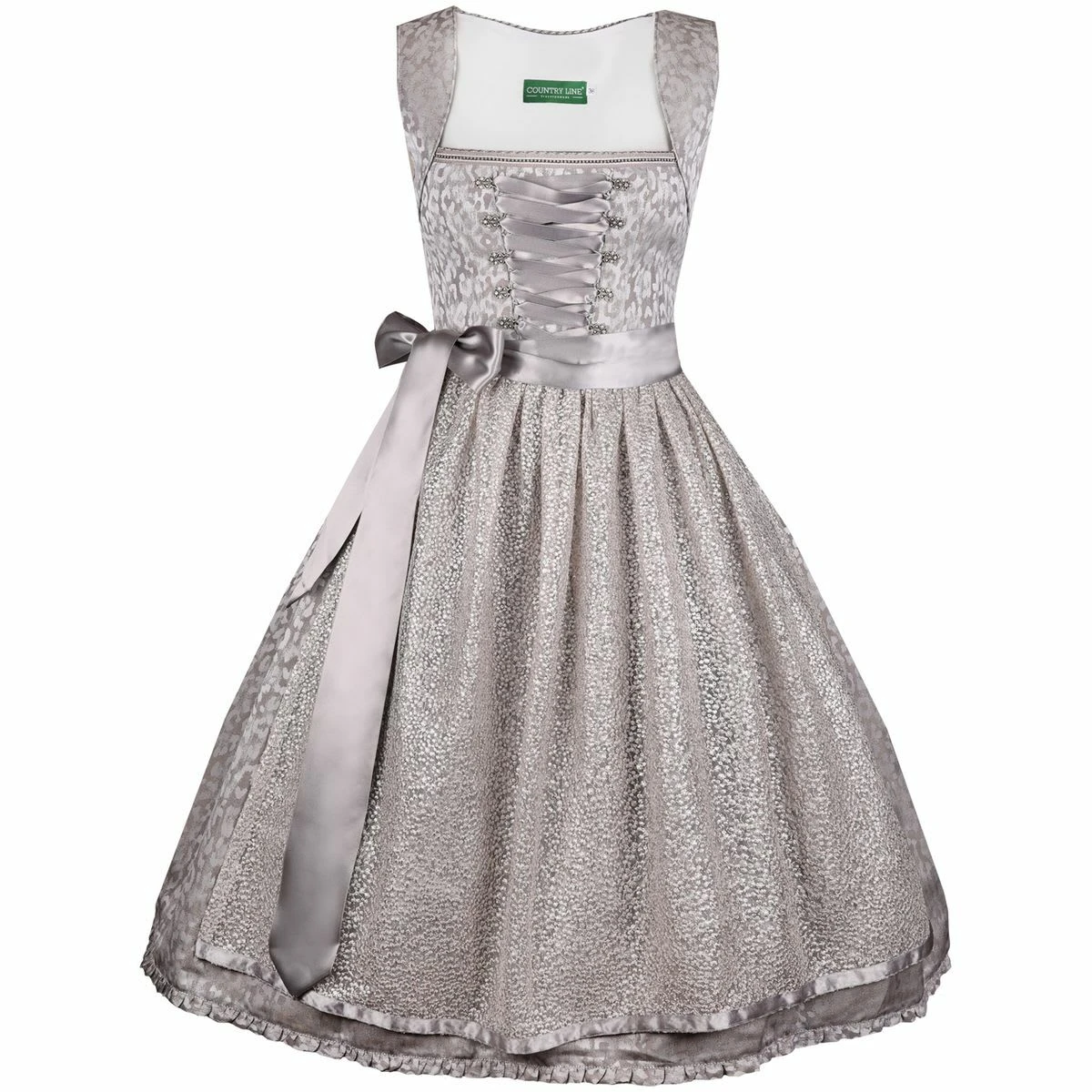Country Line Midi Dirndl In Silber 4 Country Line Midi Dirndl In Silber – Bild 2