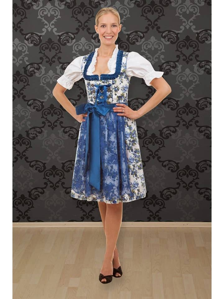 Edelnice Dirndl "Estefania" In Weiß/ Blau 4 Edelnice Dirndl "Estefania" In Weiß/ Blau – Bild 2