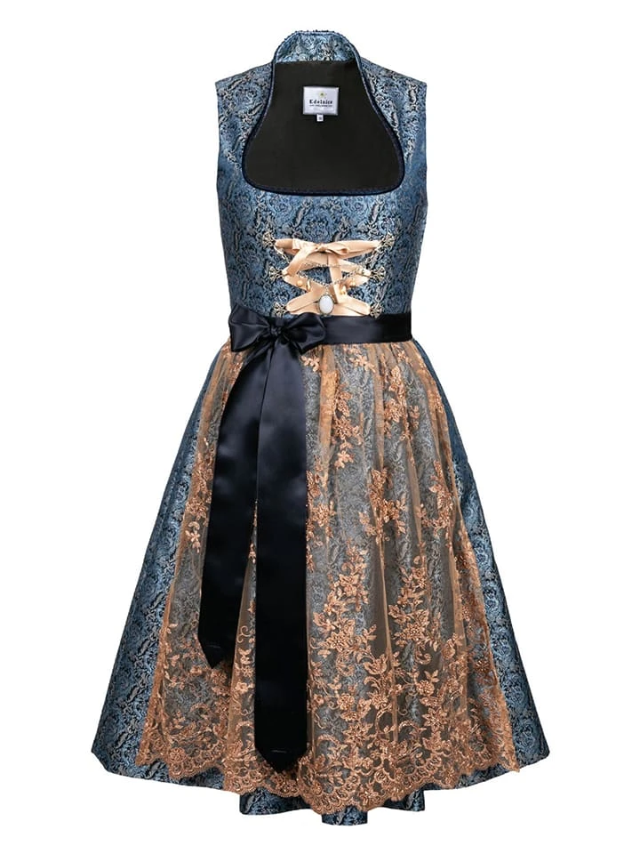 Edelnice Dirndl "Estelle" In Blau/ Creme 3 Edelnice Dirndl "Estelle" In Blau/ Creme