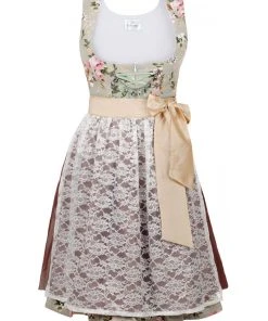 Edelnice Dirndl In Beige/ Hellbraun/ Weiß