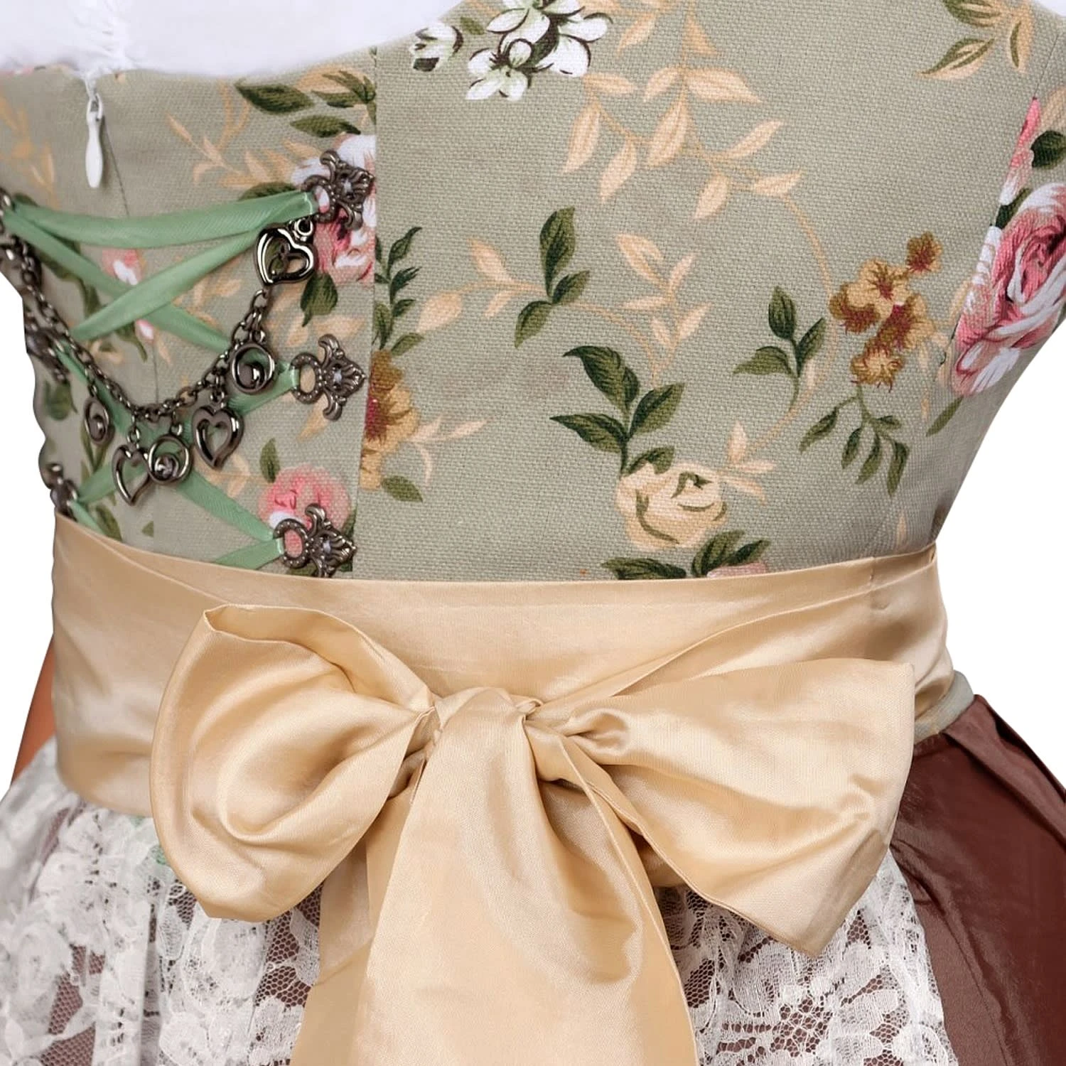 Edelnice Midi Dirndl 2-teilig In Creme, Grün 5 Edelnice Midi Dirndl 2-teilig In Creme, Grün – Bild 3