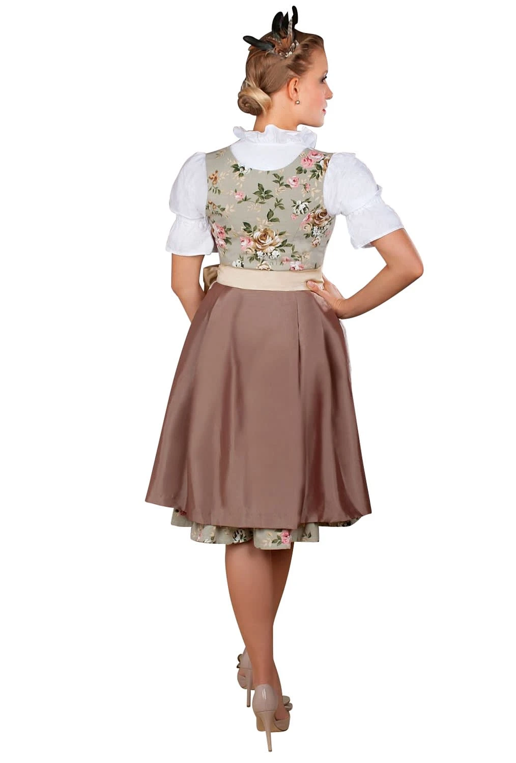 Edelnice Midi Dirndl 2-teilig In Creme, Grün 9 Edelnice Midi Dirndl 2-teilig In Creme, Grün – Bild 7