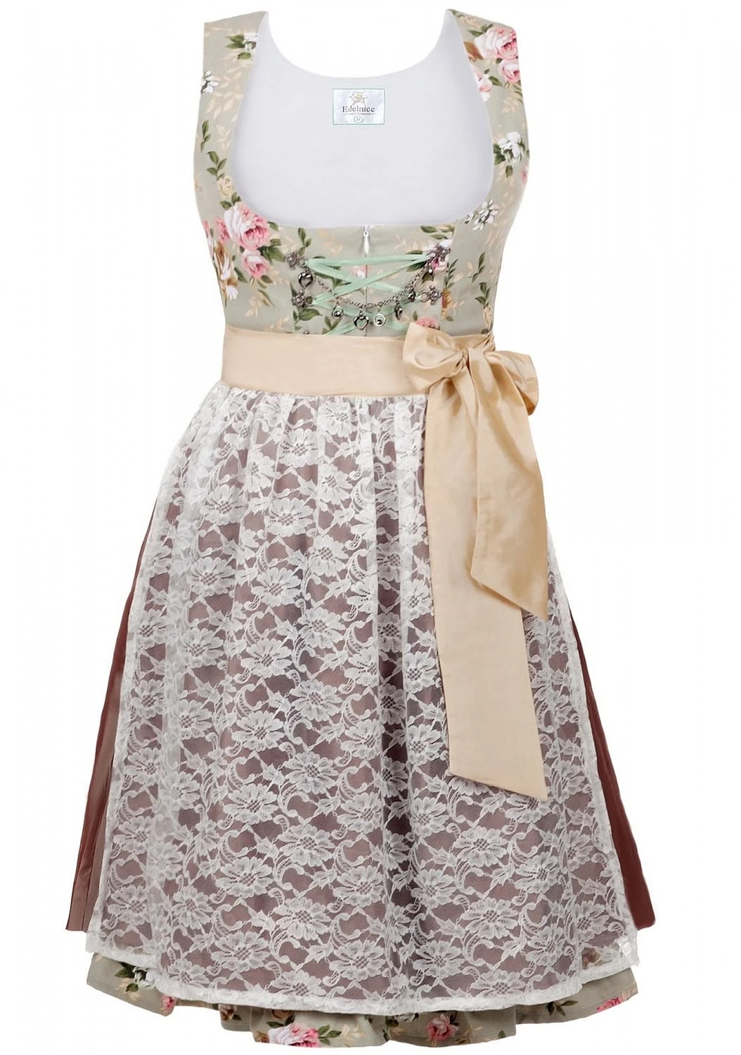 Edelnice Midi Dirndl 2-teilig In Creme, Grün 3 Edelnice Midi Dirndl 2-teilig In Creme, Grün