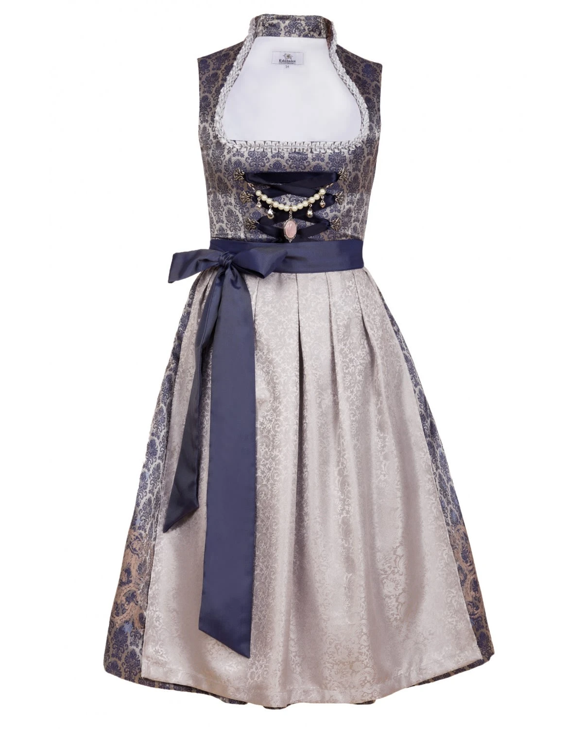 Edelnice Midi Dirndl 2-teilig Marianna In Blau, Silber 3 Edelnice Midi Dirndl 2-teilig Marianna In Blau, Silber