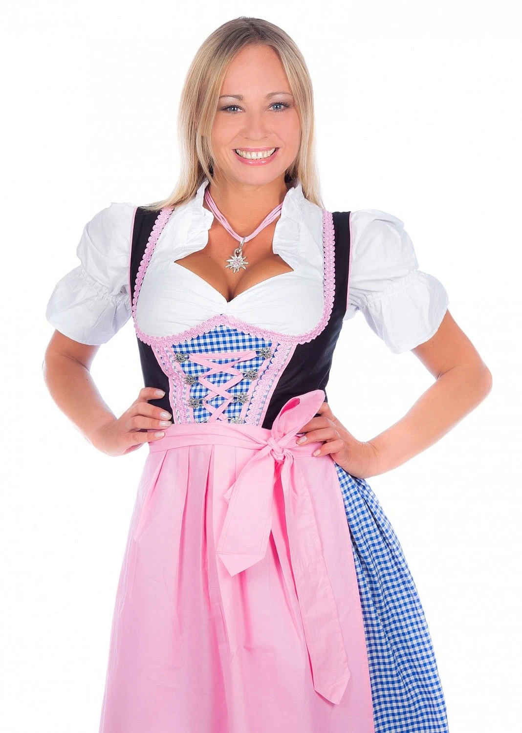 Edelnice Mini Dirndl 3-teilig In Blau, Rosa, Schwarz 5 Edelnice Mini Dirndl 3-teilig In Blau, Rosa, Schwarz – Bild 3