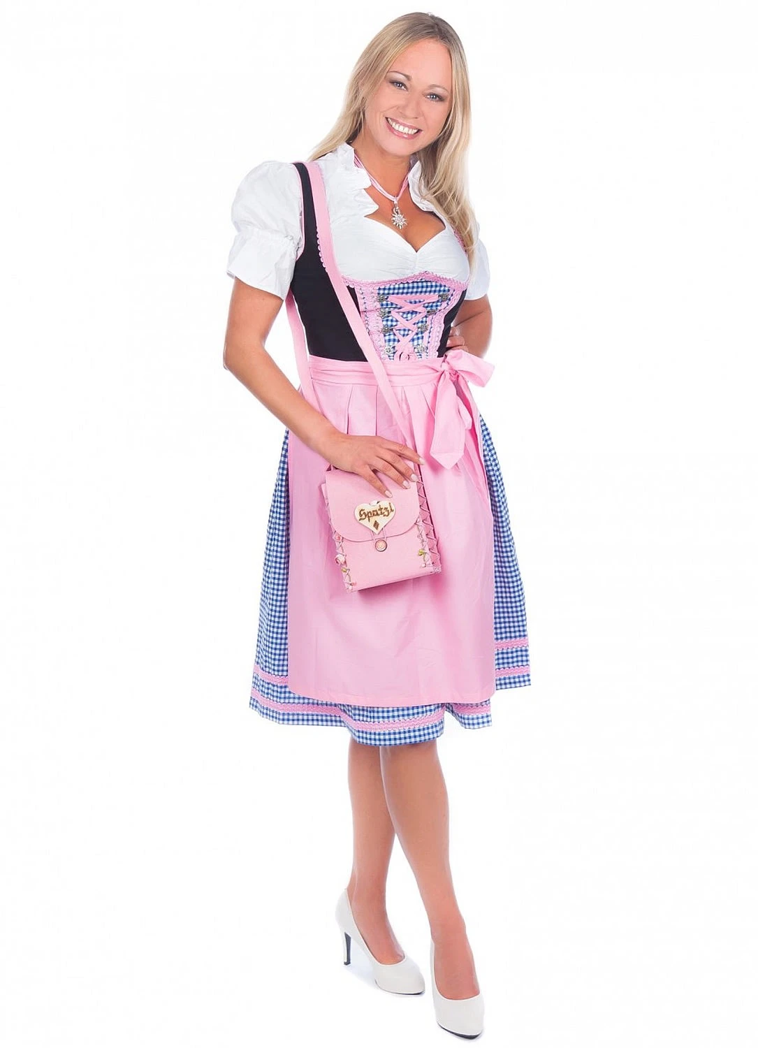 Edelnice Mini Dirndl 3-teilig In Blau, Rosa, Schwarz 7 Edelnice Mini Dirndl 3-teilig In Blau, Rosa, Schwarz – Bild 5