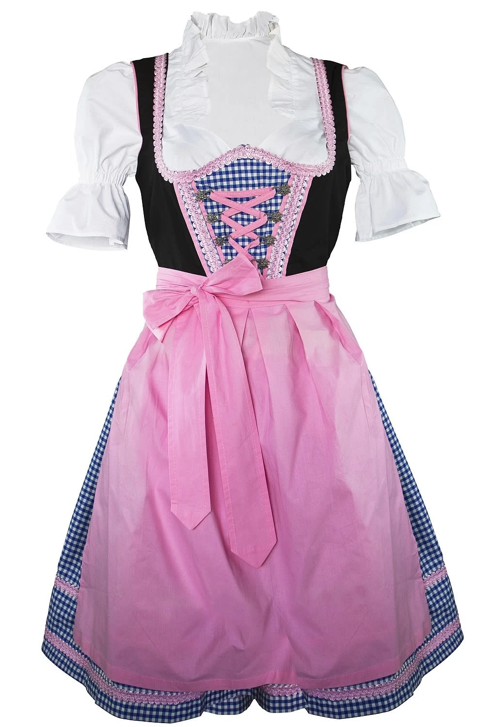 Edelnice Mini Dirndl 3-teilig In Blau, Rosa, Schwarz 3 Edelnice Mini Dirndl 3-teilig In Blau, Rosa, Schwarz