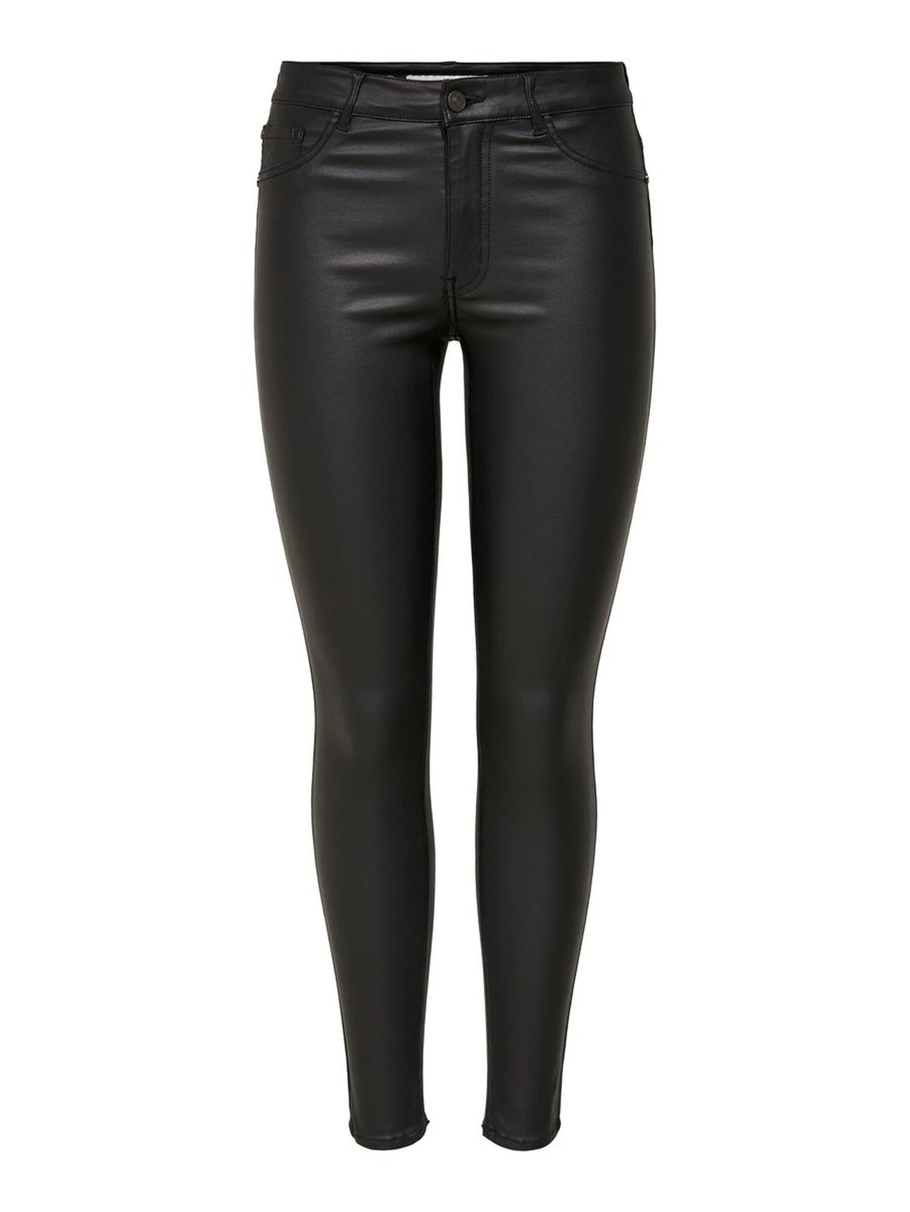 JACQUELINE DE YONG Skinny Jeans Leder Optik Stretch Coated Look In Schwarz 3 JACQUELINE DE YONG Skinny Jeans Leder Optik Stretch Coated Look In Schwarz