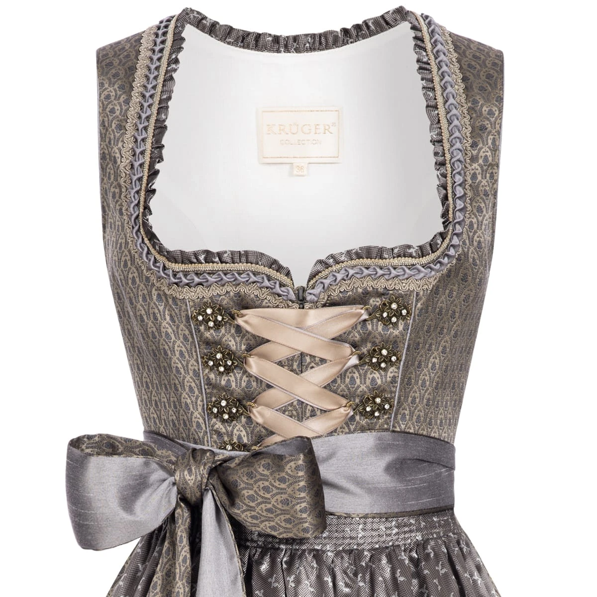 Krüger Collection Midi Dirndl In Grau 5 Krüger Collection Midi Dirndl In Grau – Bild 3