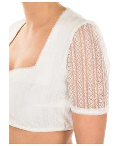 Krüger Dirndl Dirndlblluse LINA Ecru Feiner Spitzenarm