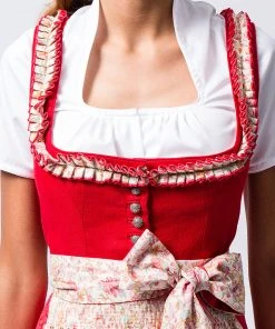 LENI VON CS Midi-Dirndl "Jasmin" In Rot/ Creme -Stockerpoint Verkaufsgeschäft leni von cs midi dirndl jasmin in rot creme 2
