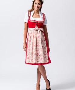 LENI VON CS Midi-Dirndl "Jasmin" In Rot/ Creme -Stockerpoint Verkaufsgeschäft leni von cs midi dirndl jasmin in rot creme 4