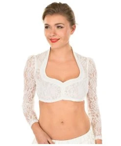 MarJo Dirndlbluse BECCA-CELINA Weiss Langarm