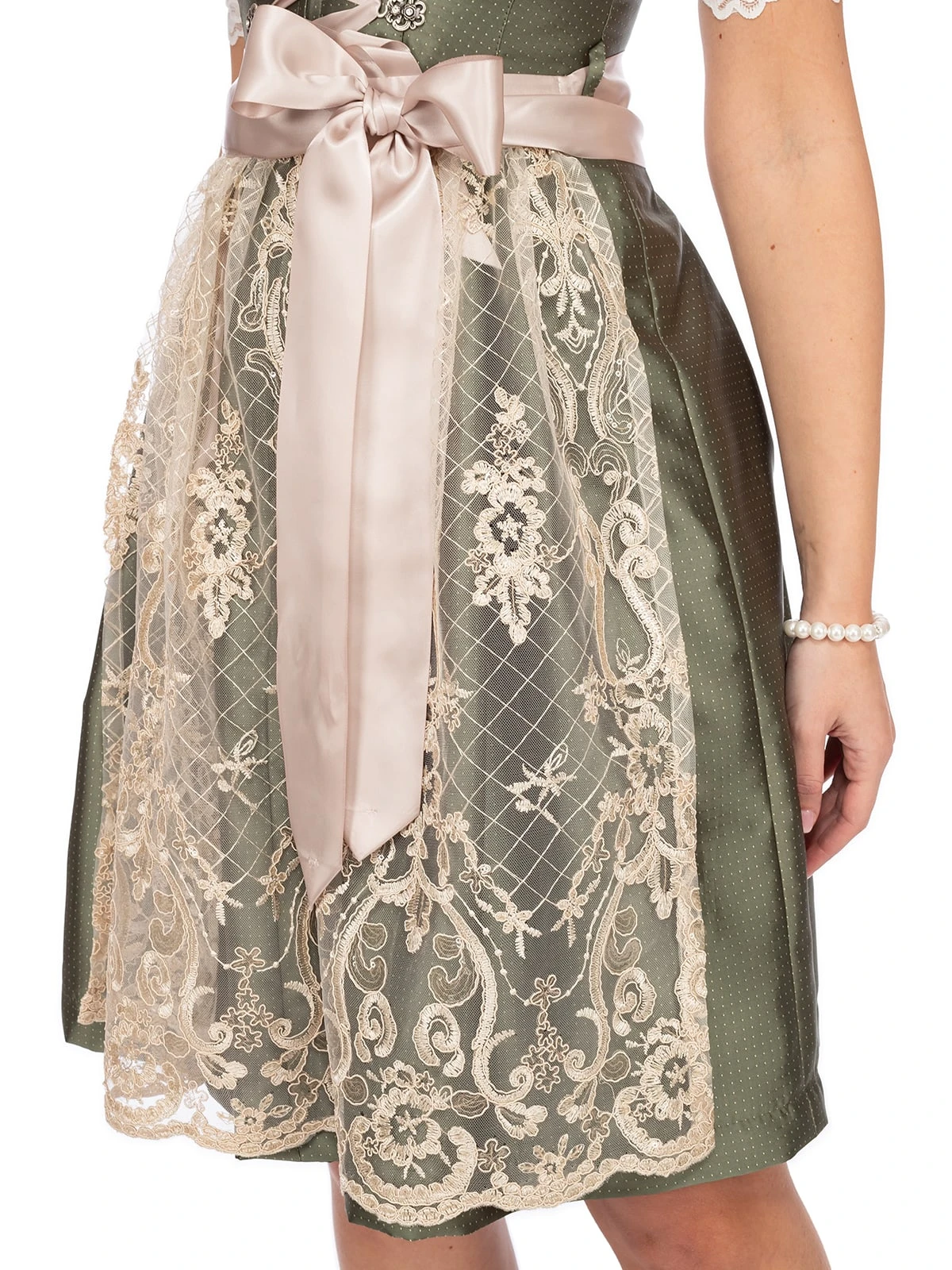 MarJo Mini Dirndl 2tlg. 58cm LOTTE Grün Creme 5 MarJo Mini Dirndl 2tlg. 58cm LOTTE Grün Creme – Bild 3