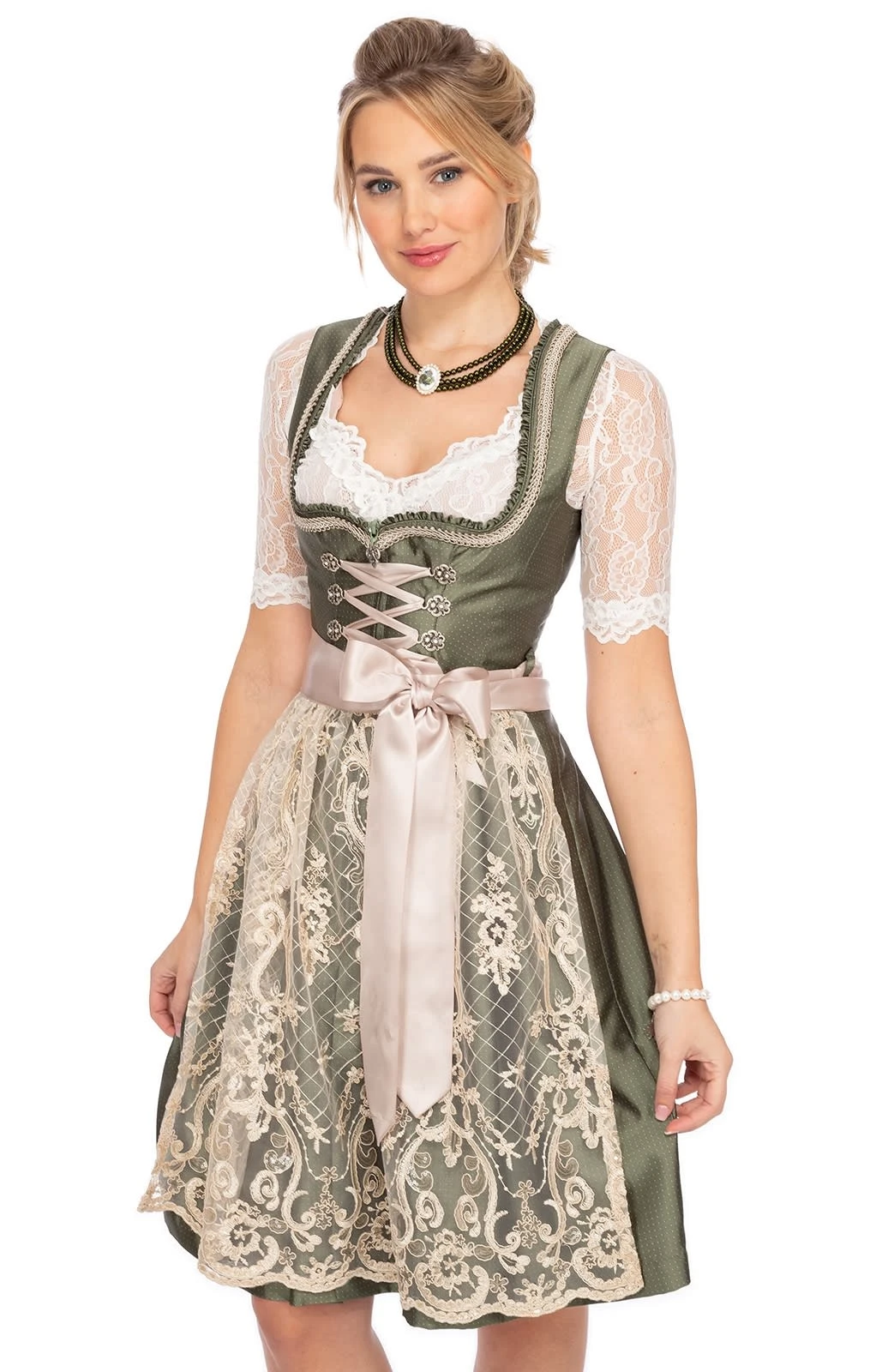 MarJo Mini Dirndl 2tlg. 58cm LOTTE Grün Creme 9 MarJo Mini Dirndl 2tlg. 58cm LOTTE Grün Creme – Bild 7