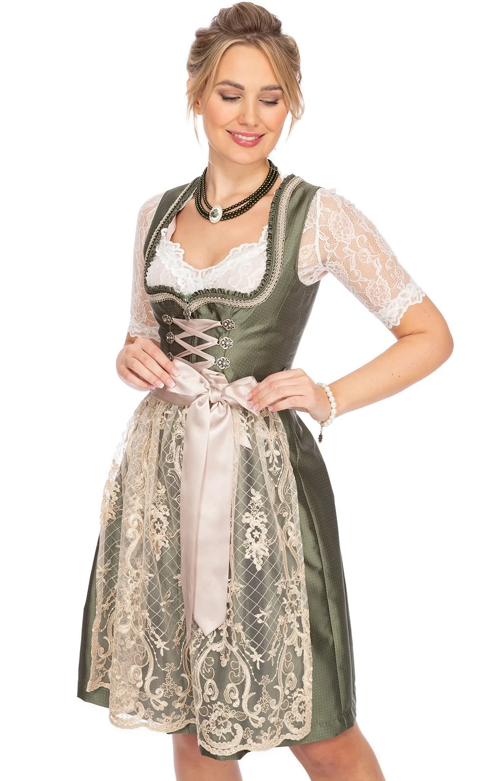 MarJo Mini Dirndl 2tlg. 58cm LOTTE Grün Creme 11 MarJo Mini Dirndl 2tlg. 58cm LOTTE Grün Creme – Bild 9