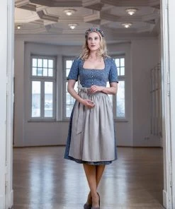 Melega Dirndl "Quirina" In Blau/ Grau