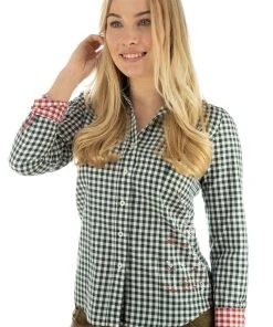 OS-Trachten Trachtenbluse Cridam In Dunkelgrün