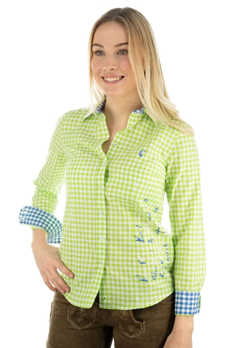 OS-Trachten Trachtenbluse Cridam In Giftgrün 3 OS-Trachten Trachtenbluse Cridam In Giftgrün