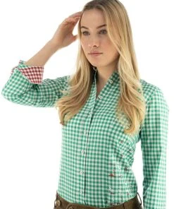 OS-Trachten Trachtenbluse Cridam In Trachtengrün