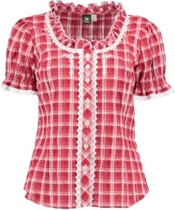 OS-Trachten Trachtenbluse Dapee In Mittelrot