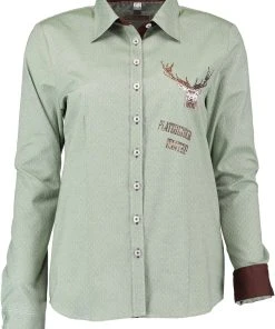 OS-Trachten Trachtenbluse Fudos In Khaki/schlamm