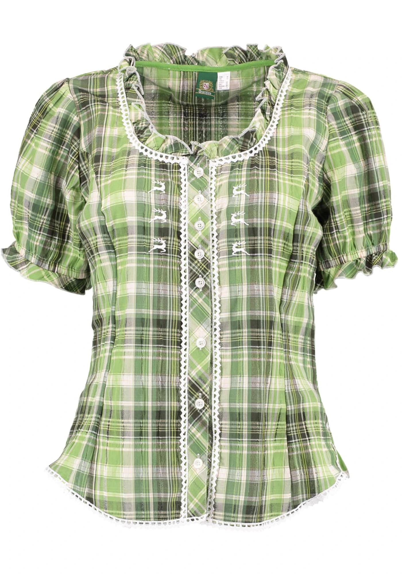 OS-Trachten Trachtenbluse Klosy In Giftgrün 5 OS-Trachten Trachtenbluse Klosy In Giftgrün – Bild 3