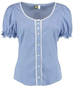 OS-Trachten Trachtenbluse Mikun In Mittelblau