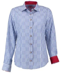 OS-Trachten Trachtenbluse Prigmi In Hellblau/bleu