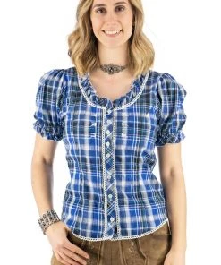 OS-Trachten Trachtenbluse Smussu In Kornblau