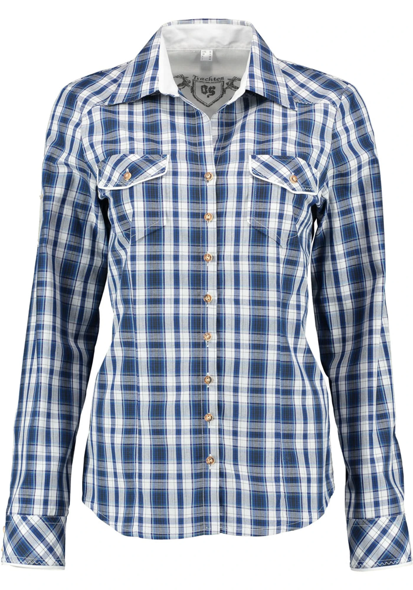 OS-Trachten Trachtenbluse Troyos In Dunkelblau 3 OS-Trachten Trachtenbluse Troyos In Dunkelblau