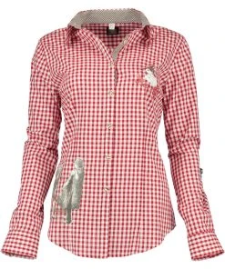 OS-Trachten Trachtenbluse Wovoa In Mittelrot