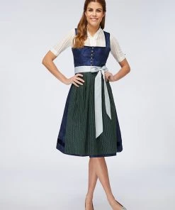 Schmuckstück By Alpenherz Dirndl "Antonia" In Dunkelblau/ Dunkelgrün