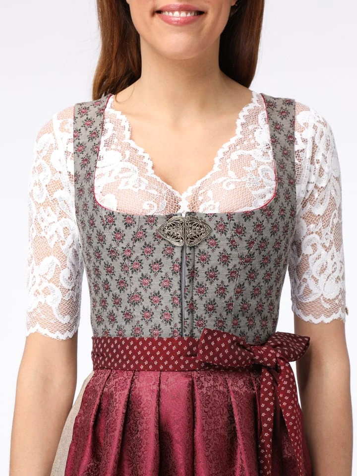 Schmuckstück By Alpenherz Dirndl In Grau/ Bordeaux 5 Schmuckstück By Alpenherz Dirndl In Grau/ Bordeaux – Bild 3