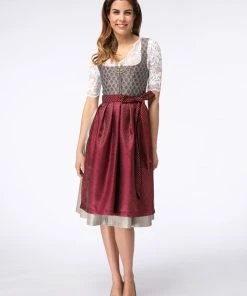 Schmuckstück By Alpenherz Dirndl In Grau/ Bordeaux