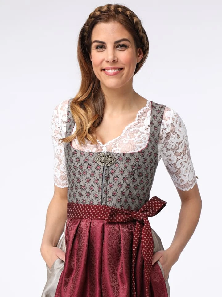 Schmuckstück By Alpenherz Dirndl In Grau/ Bordeaux 6 Schmuckstück By Alpenherz Dirndl In Grau/ Bordeaux – Bild 4