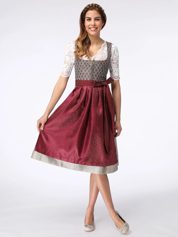 Schmuckstück By Alpenherz Dirndl In Grau/ Bordeaux 7 Schmuckstück By Alpenherz Dirndl In Grau/ Bordeaux – Bild 5