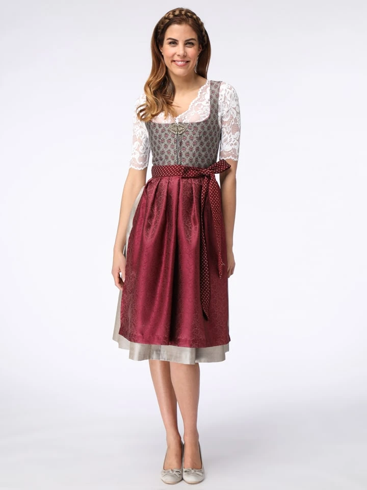 Schmuckstück By Alpenherz Dirndl In Grau/ Bordeaux 3 Schmuckstück By Alpenherz Dirndl In Grau/ Bordeaux