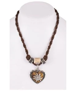 Schuhmacher Dirndlkette 12189 Kordel Mit Herz Hirschhorn Braun