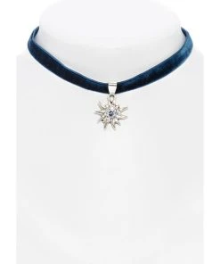 Schuhmacher Halskette 9197 Samtband Edelweiss Marine