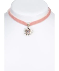 Schuhmacher Halskette 9197 Samtband Edelweiss, Rose