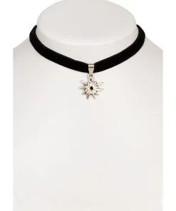 Schuhmacher Halskette 9197 Samtband Edelweiss, Schwarz